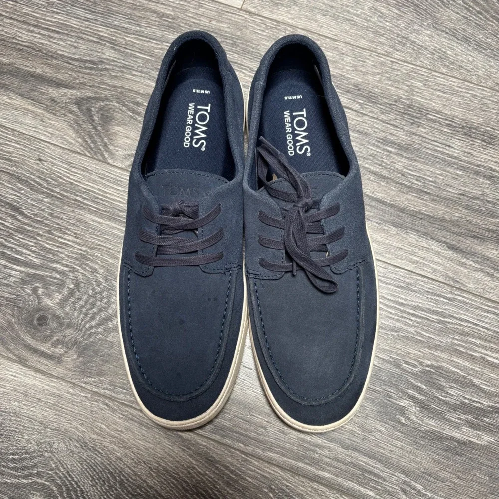 TOMS TRVL LITE London Mens Navy Lace Up Loafer Boat Shoes Size 11.5‎